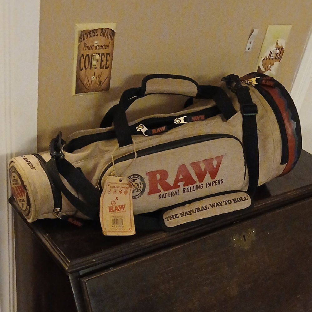 Natural Rolling Papers Canvas Duffle Bag W/ RAW Classic Print Casual Backpack